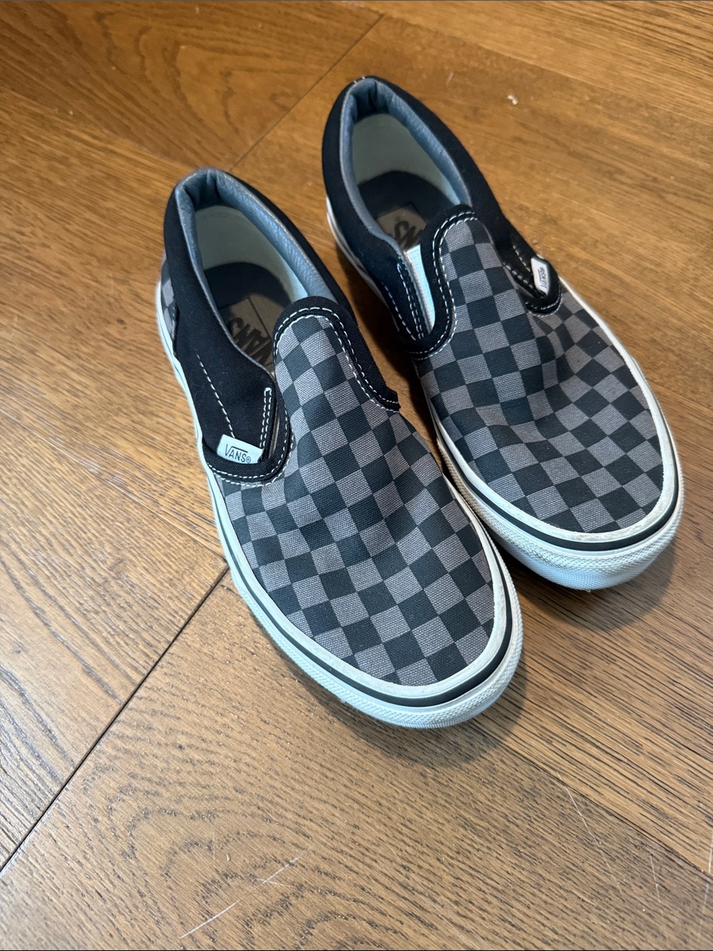 Vans Slip-On Checkerboard Sneakers - Black & Gray